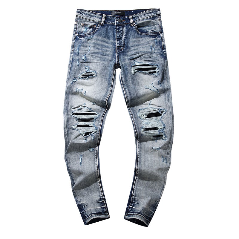 Purple Brand American High Street Men'S Fashion Brand Ripped Lacquered Slim Fit Men'S And Women'S Casual Jeans Fashion - Image 3